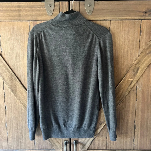 Moss 1851 Charcoal Merino Wool Zip-Neck Long Sleeve Sweater Size Medium - Picture 2 of 6